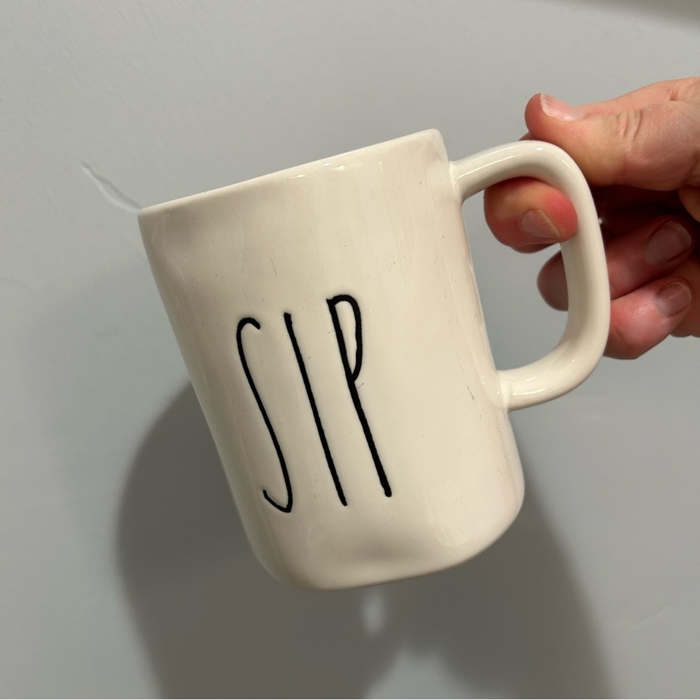 Rae Dunn Cream Coffee Mug with Black 'SIP' Design